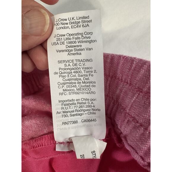 J. Crew Women's Size 10 Linen Cotton Blend Drawstring Pants Pink Cuffed Ankle - Picture 12 of 12